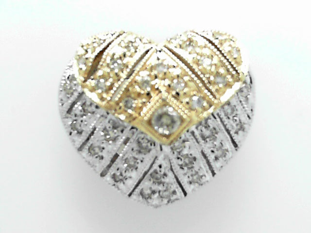 14kt Two-Tone .15ctw Diamond Heart Slide Pendant Necklace