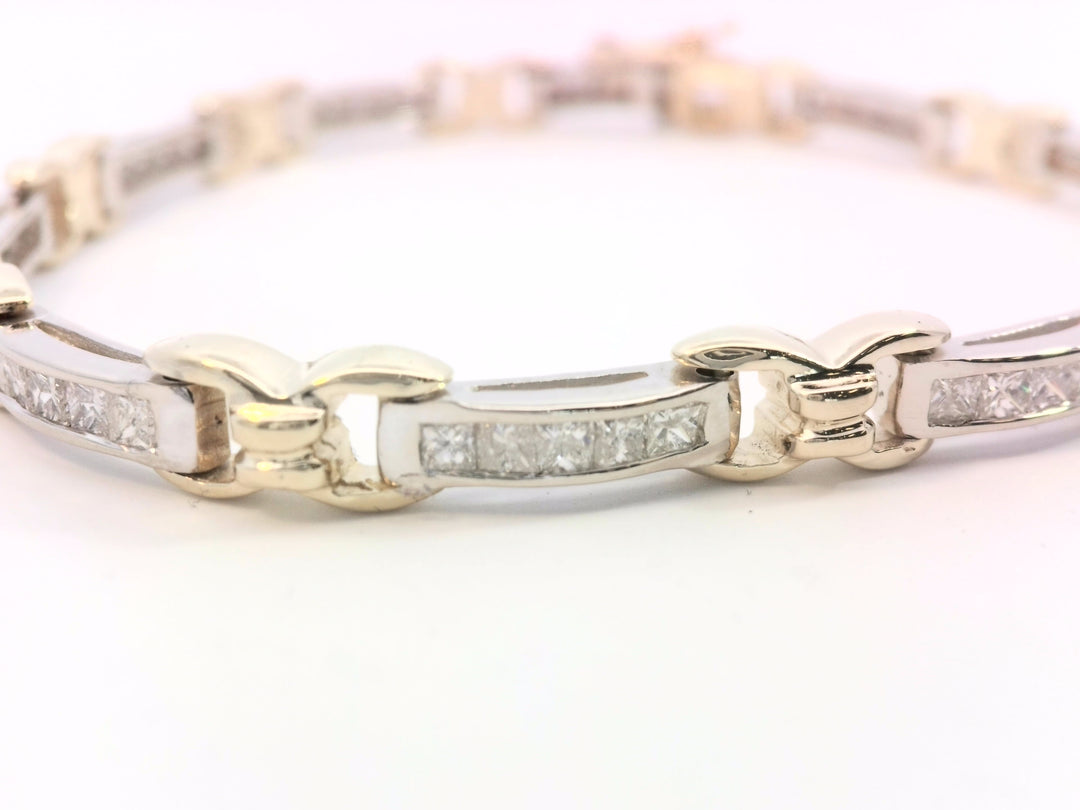 14K White Gold 3.50ctw Princess Diamond Tennis Bracelet