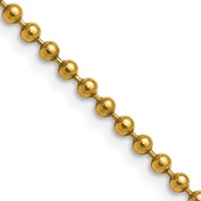 Sleek Yellow Gold Plated Stainless Steel 3mm Ball Chain Necklace
