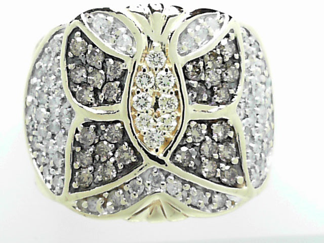 14kt Chocolate White Diamond Butterfly Cluster Ring