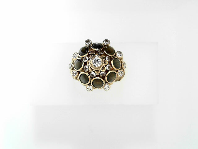 14kt Gold Vintage Black Sapphire Diamond Statement Ring