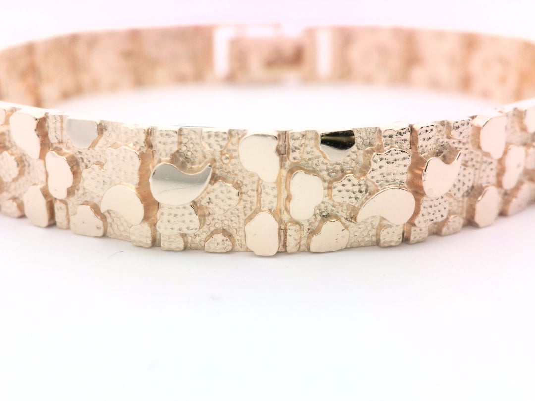 14kt Yellow Gold Textured Nugget Bracelet - 8-inch Luxury
