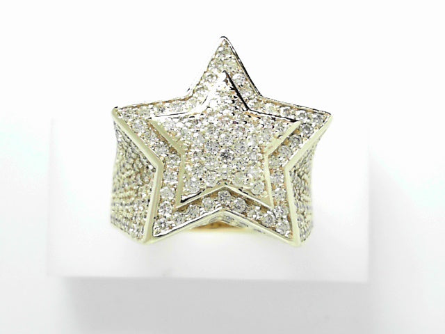 10kt Gold 3.00ctw Diamond Star Men's Ring, Size 13