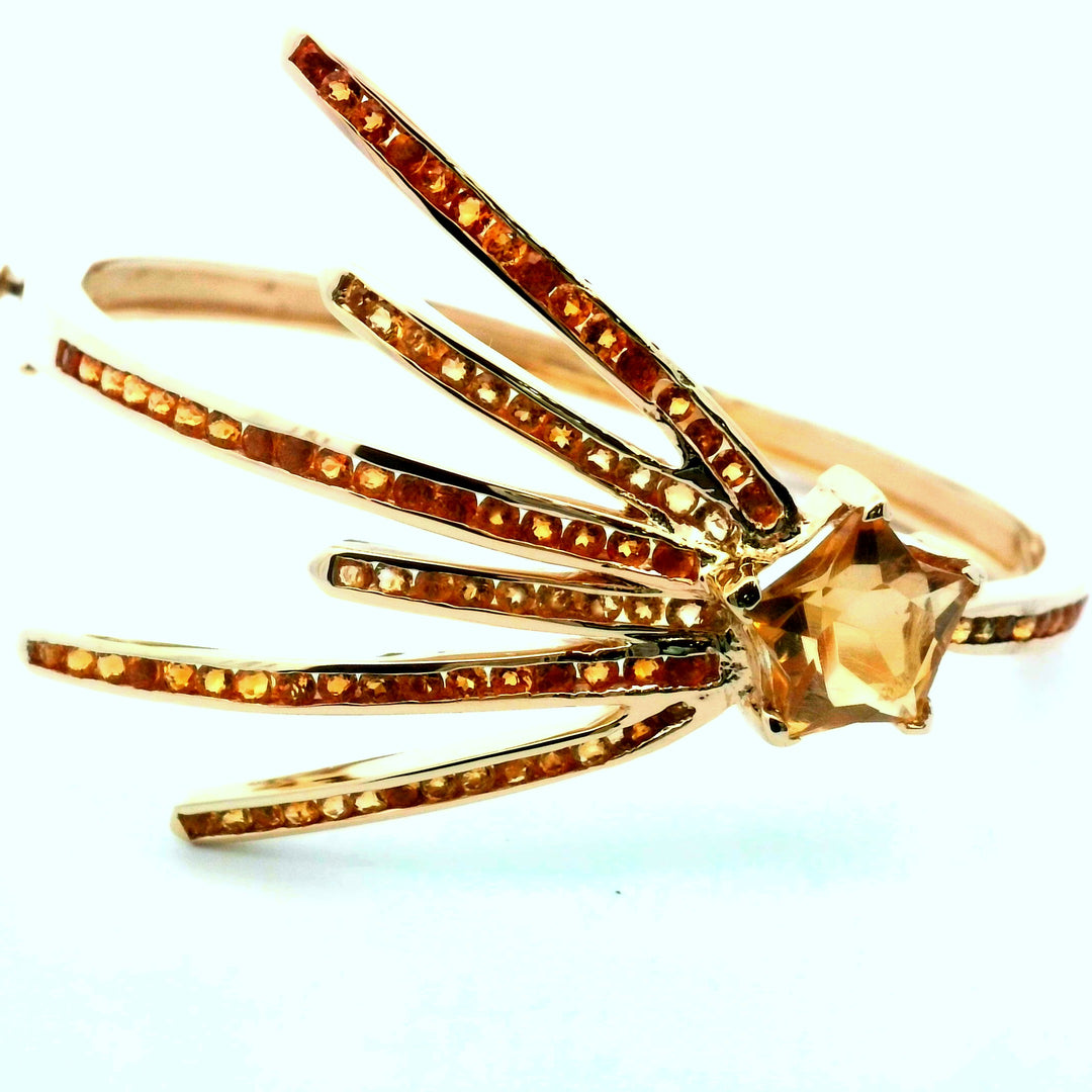 14kt Yellow Gold Fancy Citrine Open Link Bangle Bracelet