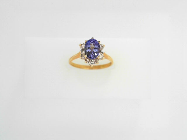 14K Gold Tanzanite Diamond Pendant Elegant Jewelry