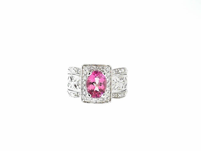 14K Pink Gold Pink Tourmaline Diamond Accent Ring