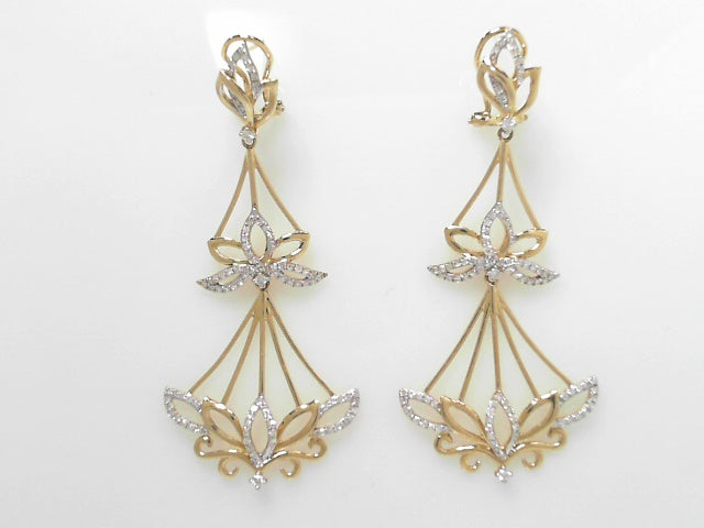 14K Gold 0.74ctw Diamond 3-Tier Drop Earrings