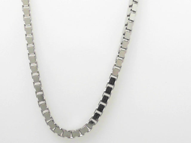 14K White Gold Solid Box Chain Necklace, 16 Delicate Design