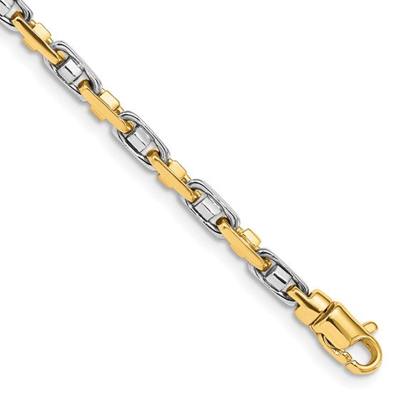 14kt Two-Tone Fancy Link Men's Gold Chain Bracelet