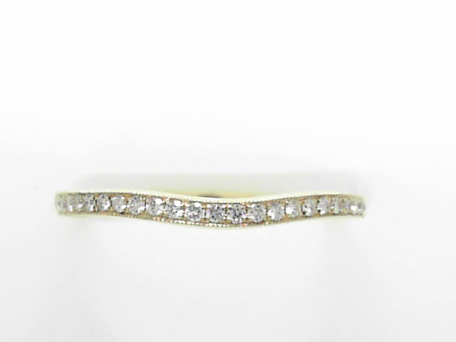 14K Gold .12ctw Diamond Curved Wedding Band Ring, Size 6.5