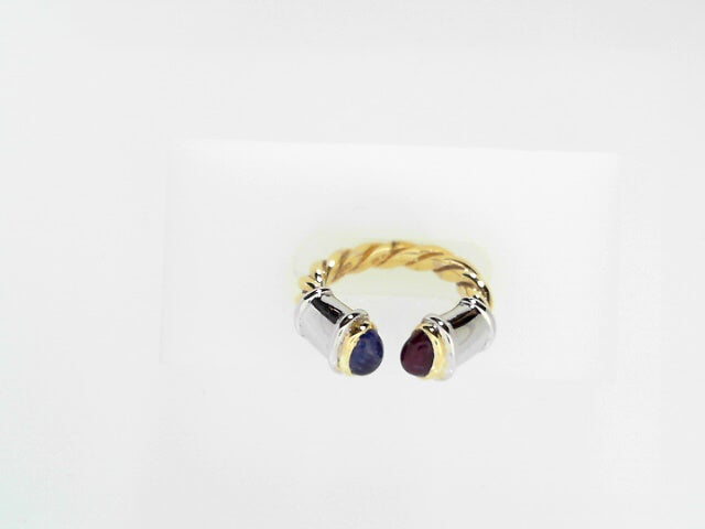 18K Two-Tone Ruby Sapphire Women's Cocktail Ring