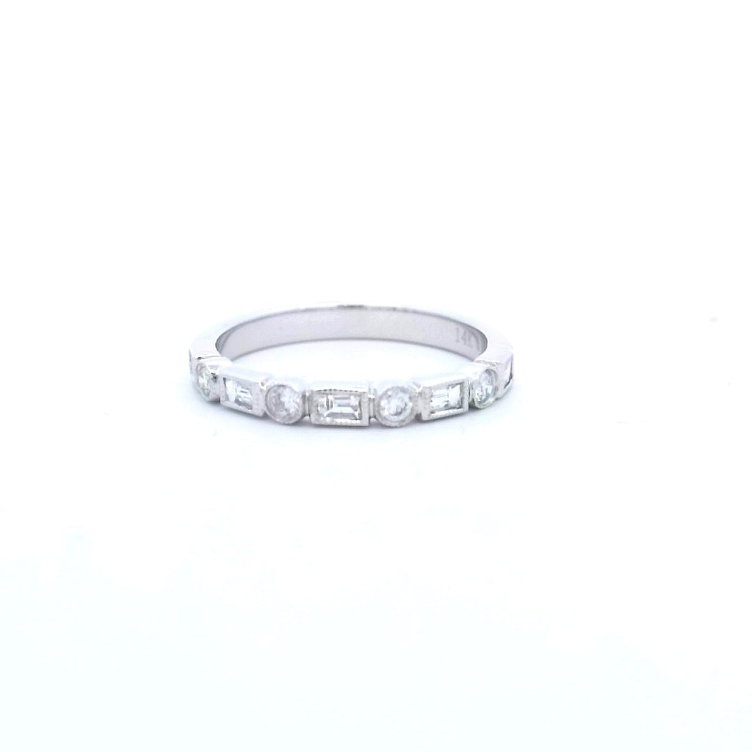 14K White Gold .33ctw Fancy Diamond Half Eternity Band