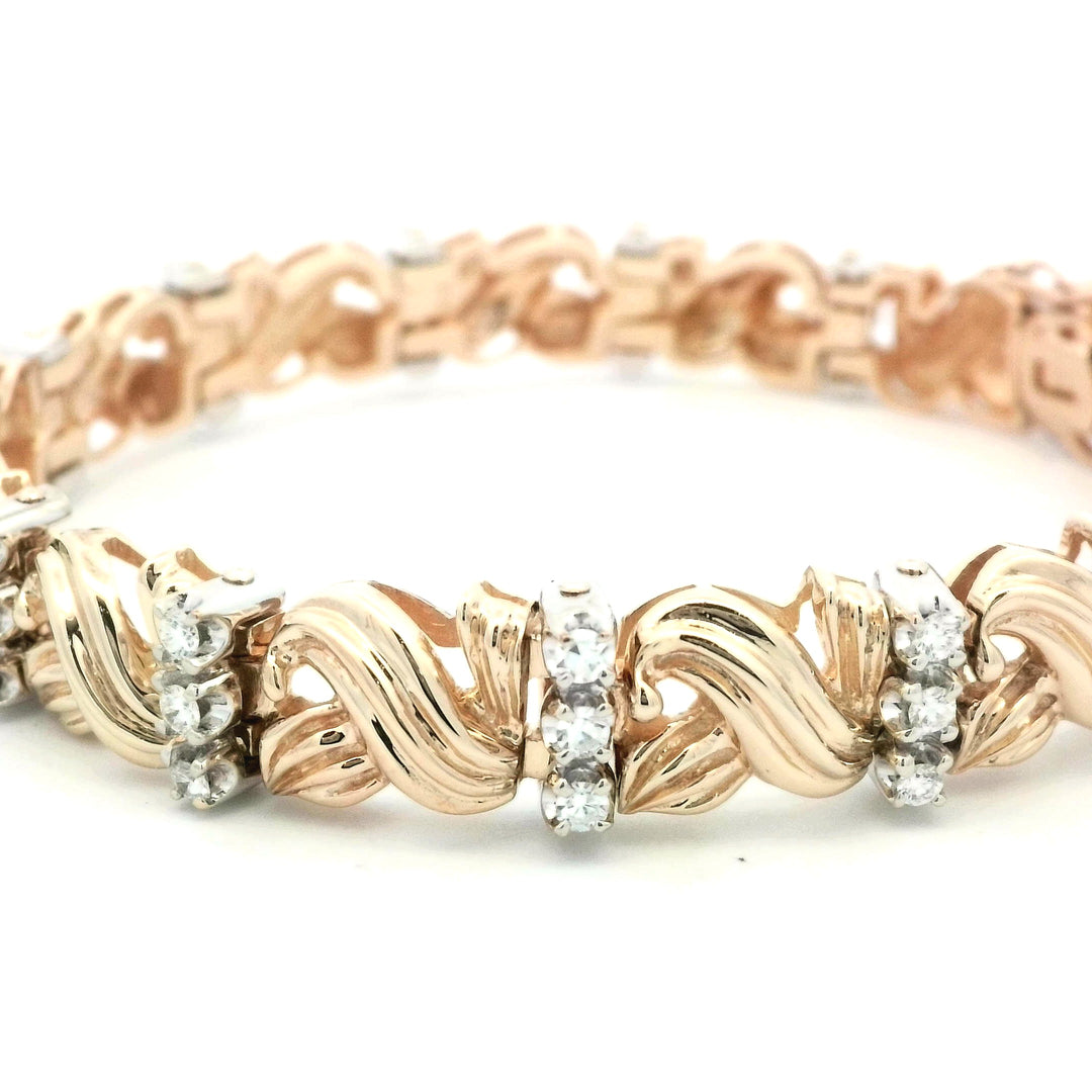 14K Gold Diamond Bracelet, 1.25 ctw, 37.3g, 7.75 Inches