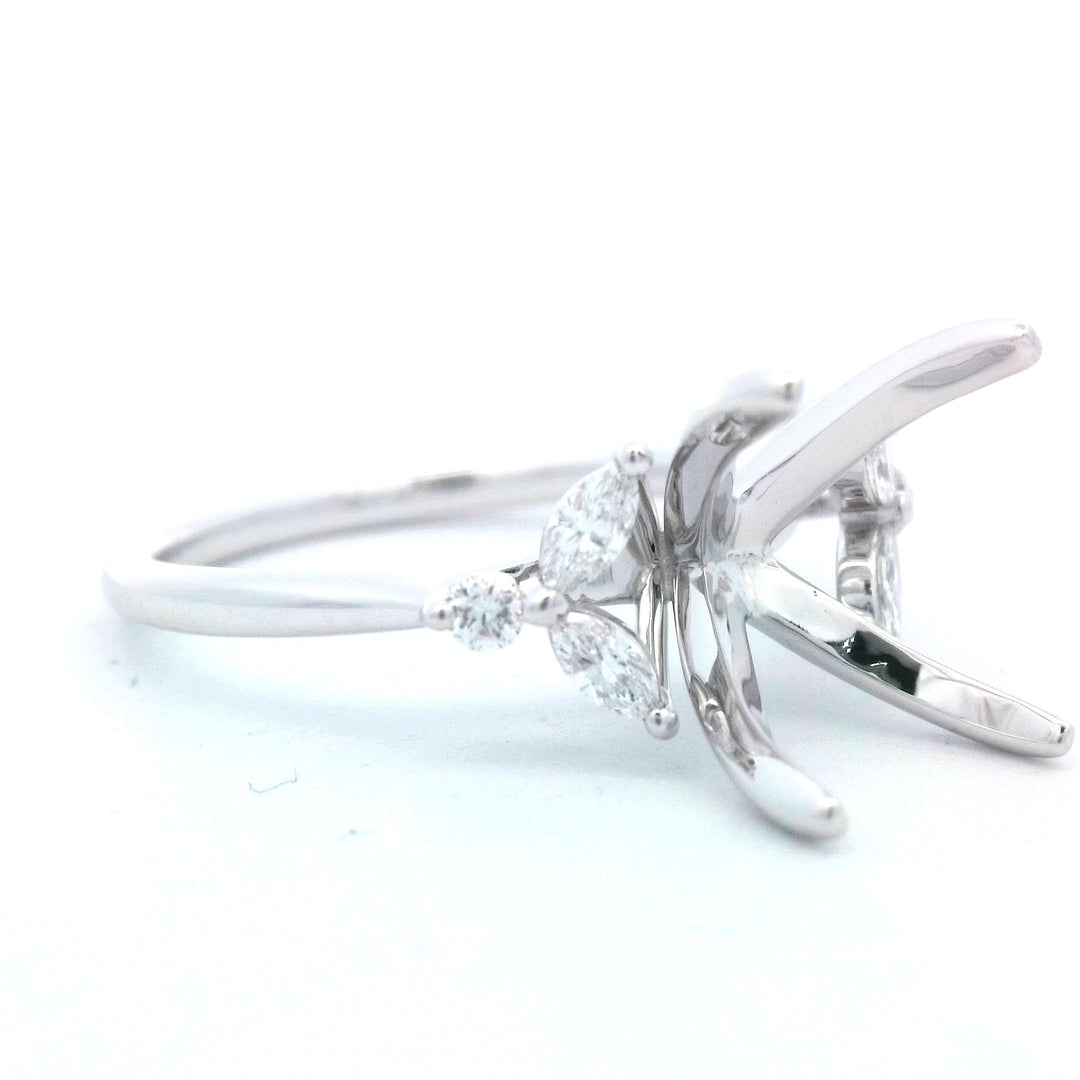14K White Gold .24ctw Marquise Diamond Engagement Ring