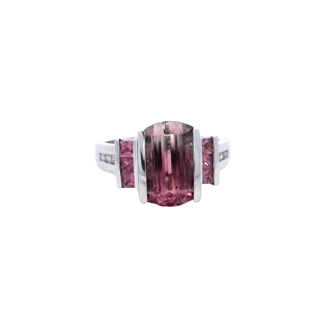 Pink Tourmaline Gemstone Pendant Necklace in Delicate Design