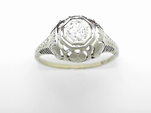 18K Vintage Miner Cut Diamond Ring - 0.45ct Antique Gem