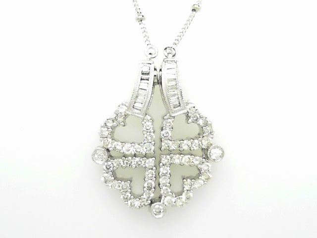 14K Gold 2CT Diamond Heart Convertible Pendant Necklace
