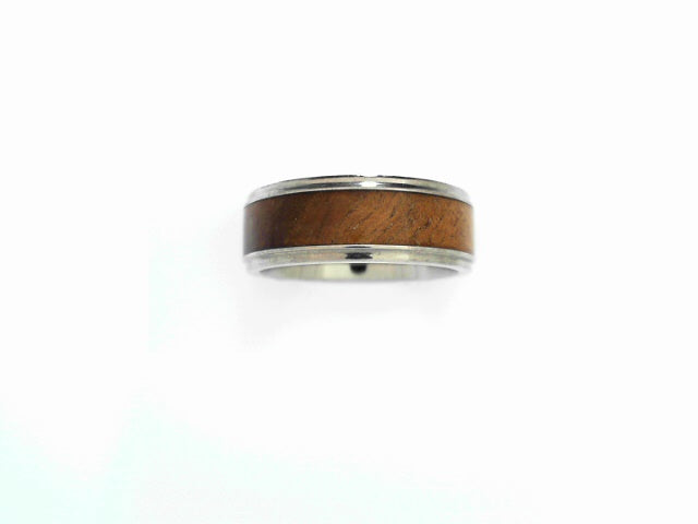 Titanium Koa Wood Inlay Men's Wedding Band 8mm