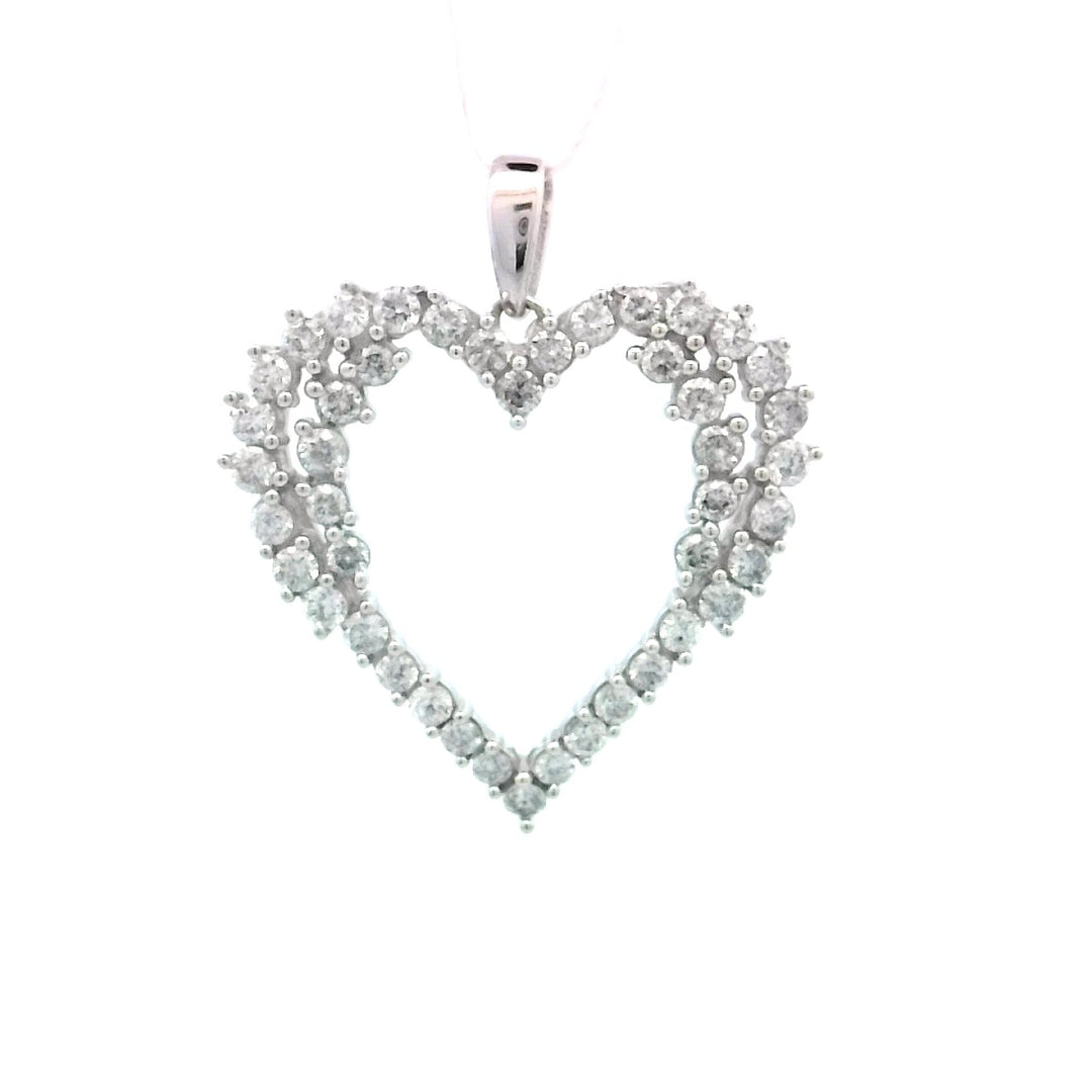 10kt White Gold 1.00ctw Diamond Heart Pendant Necklace
