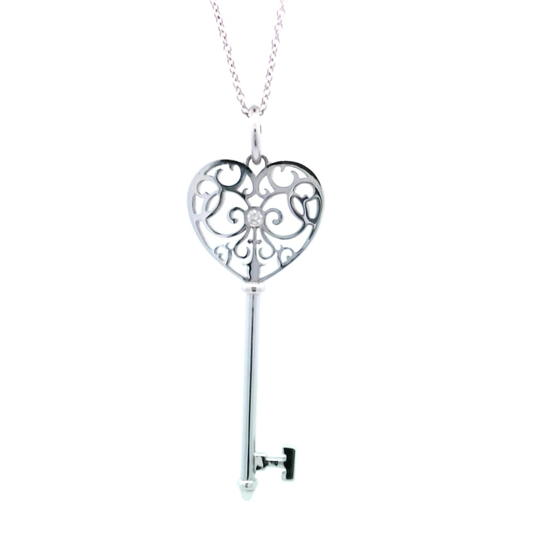 Tiffany & Co 18K Yellow Gold Heart Key Pendant Charm