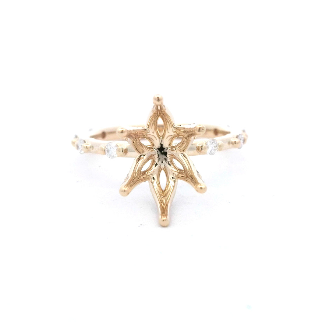 14K Yellow Gold .38ct Oval Diamond Semi-Mount Ring