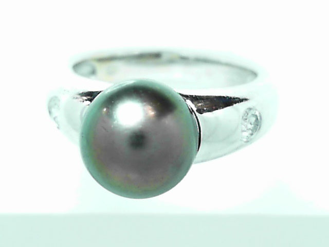 14K White Gold Tahitian Pearl Diamond Pendant