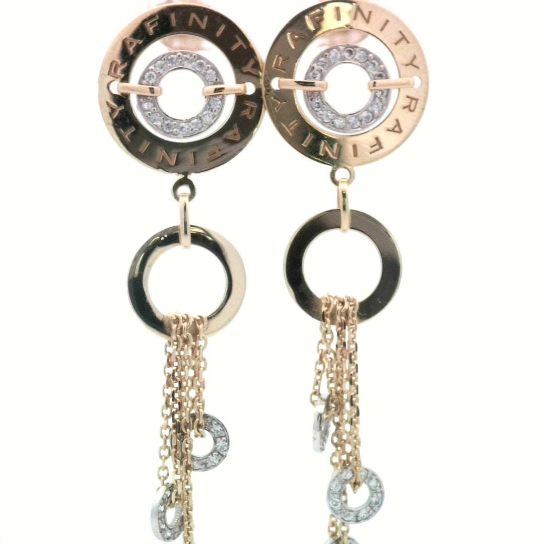 18K Two-Tone Gold Refined Drop Earrings by Rafinity