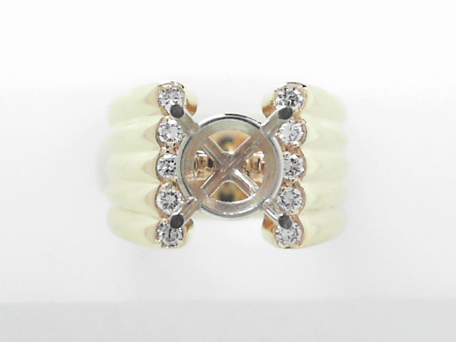 14K Yellow Gold .25ctw Diamond Contemporary Semi-Mount Ring