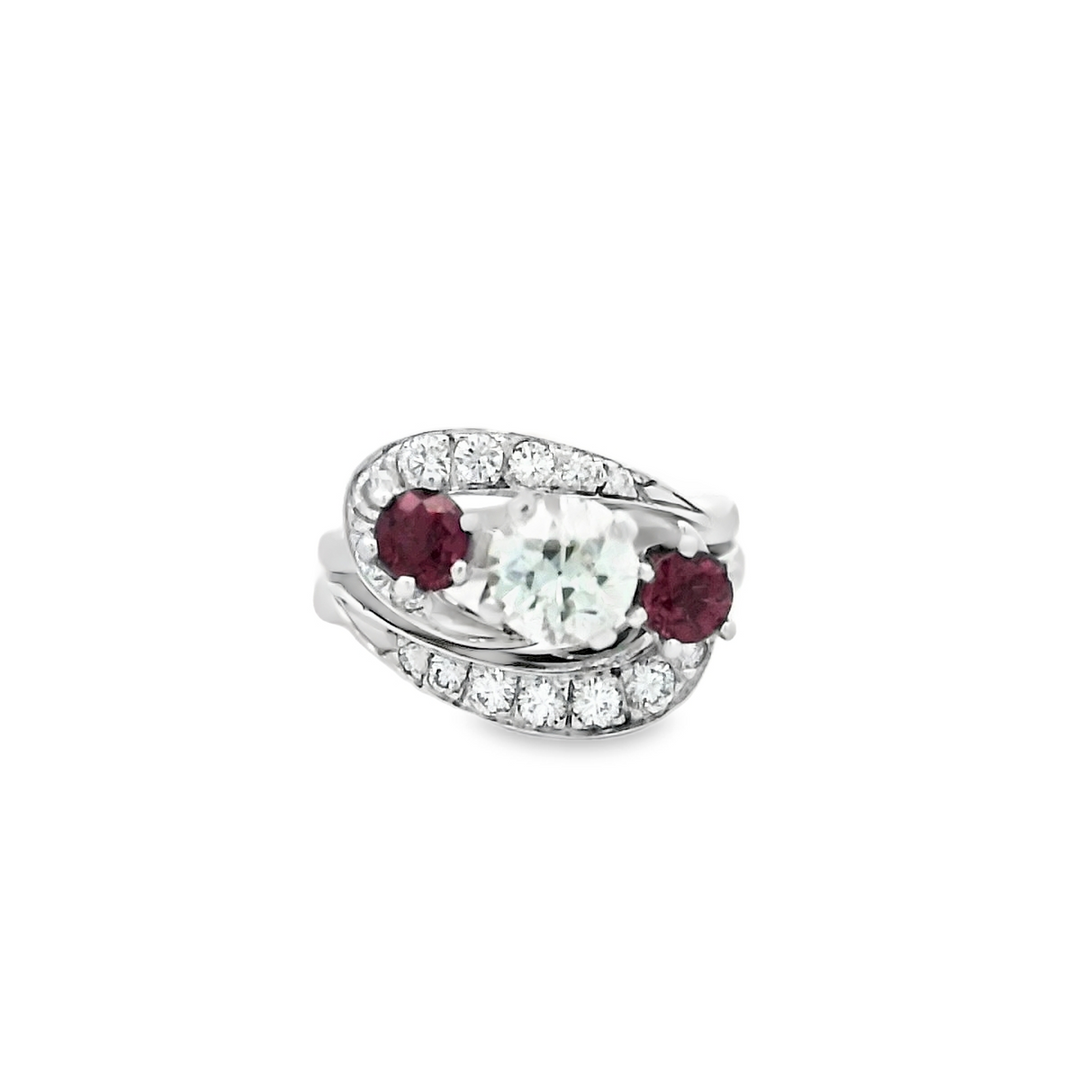 14K Gold Vintage Ruby & Diamond Cocktail Ring