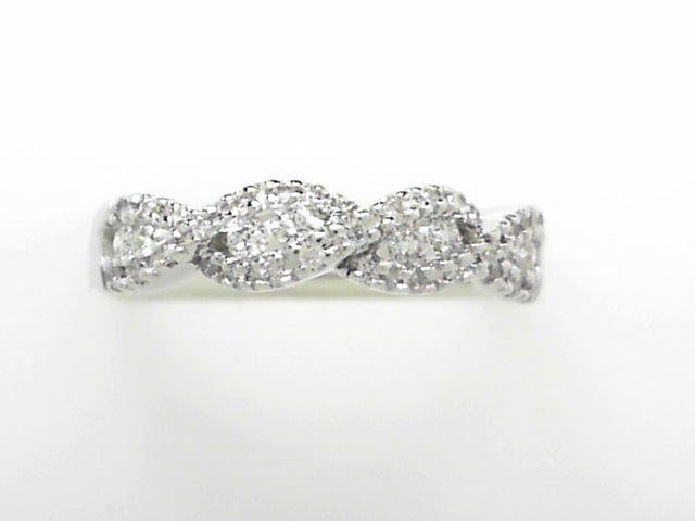 10kt White Gold Diamond Twist Wedding Band Ring
