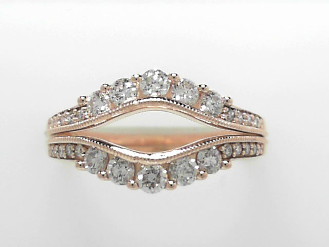 14K Gold Double Diamond Ring Guards - Size 6