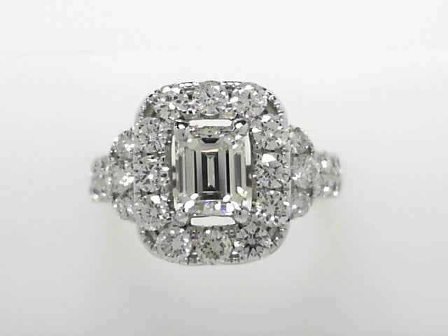 18K White Gold 1ct Emerald Cut Diamond Solitaire Ring