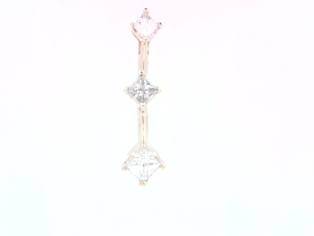 14K Yellow Gold .50ctw Princess Diamond Drop Pendant