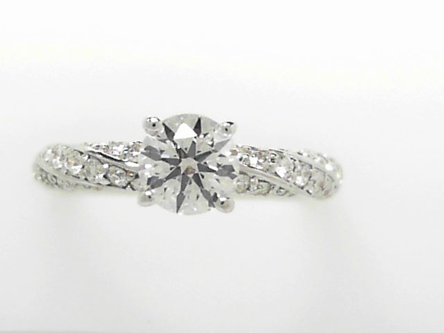 18K White Gold .71ct Diamond Halo Engagement Ring