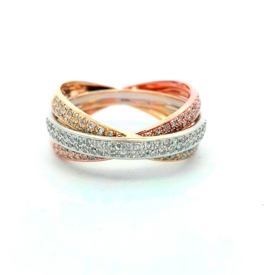 14kt Tri-Color Men's Diamond Ring 0.25ctw Free Form