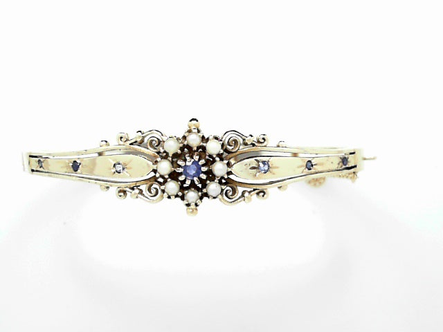 Timeless 14kt Gold Pearl and Sapphire Bracelet