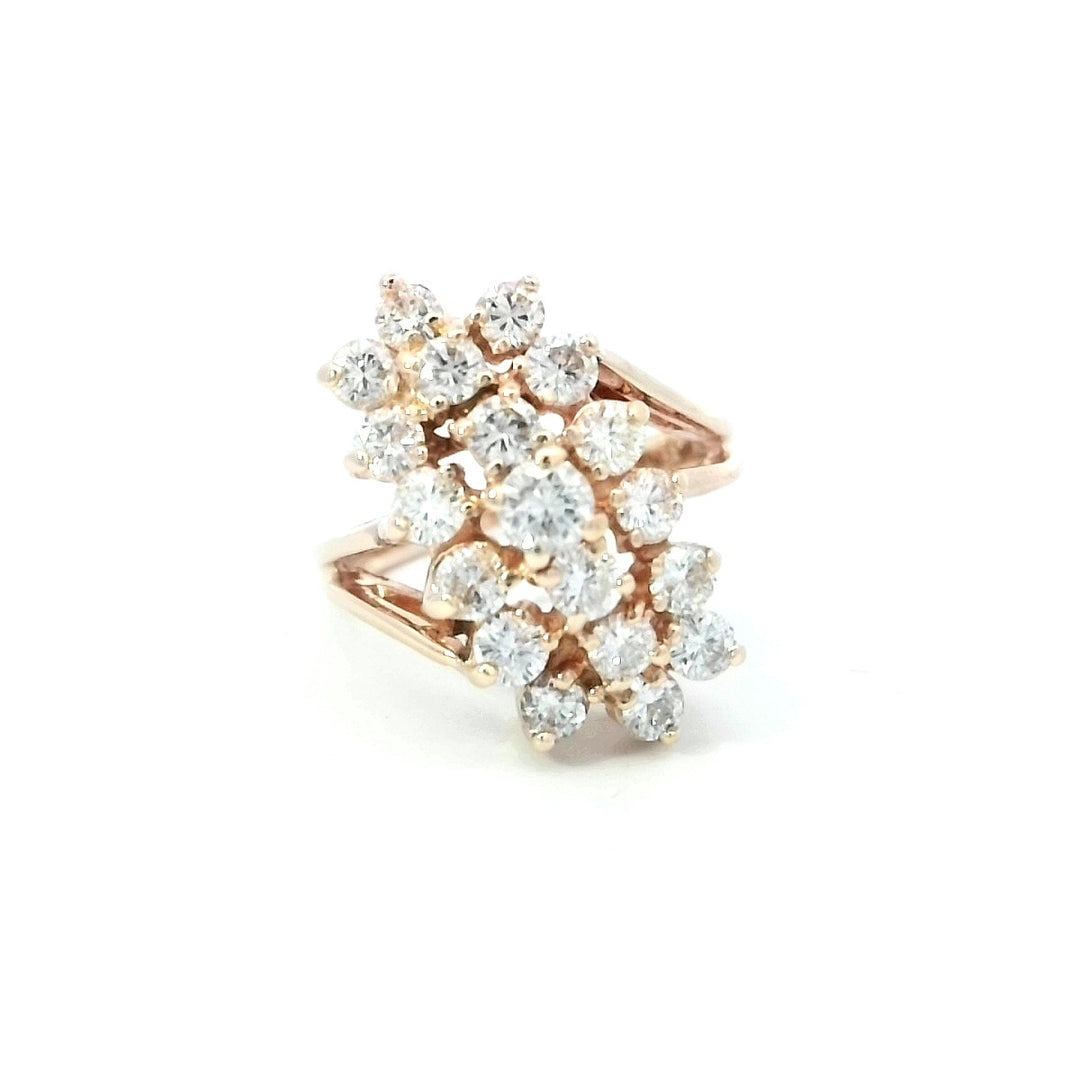 14K Yellow Gold 2.00ctw Vintage Diamond Cluster Ring