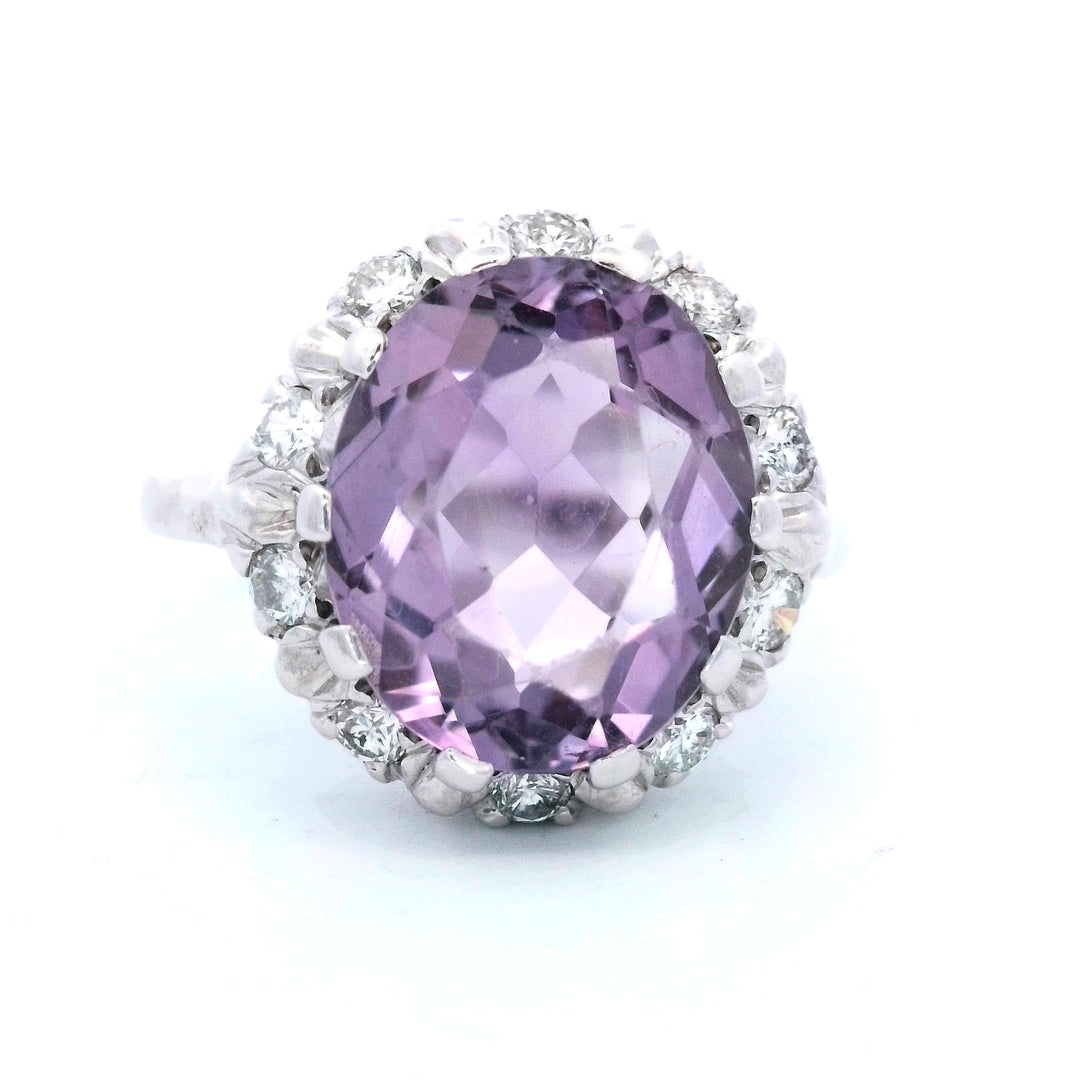 Vintage .50ctw Diamond Amethyst 14K White Gold Ring