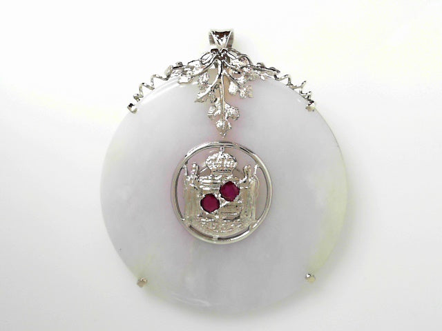 14kt Gold Ruby & Lavender Jade Vintage Pendant/Pin