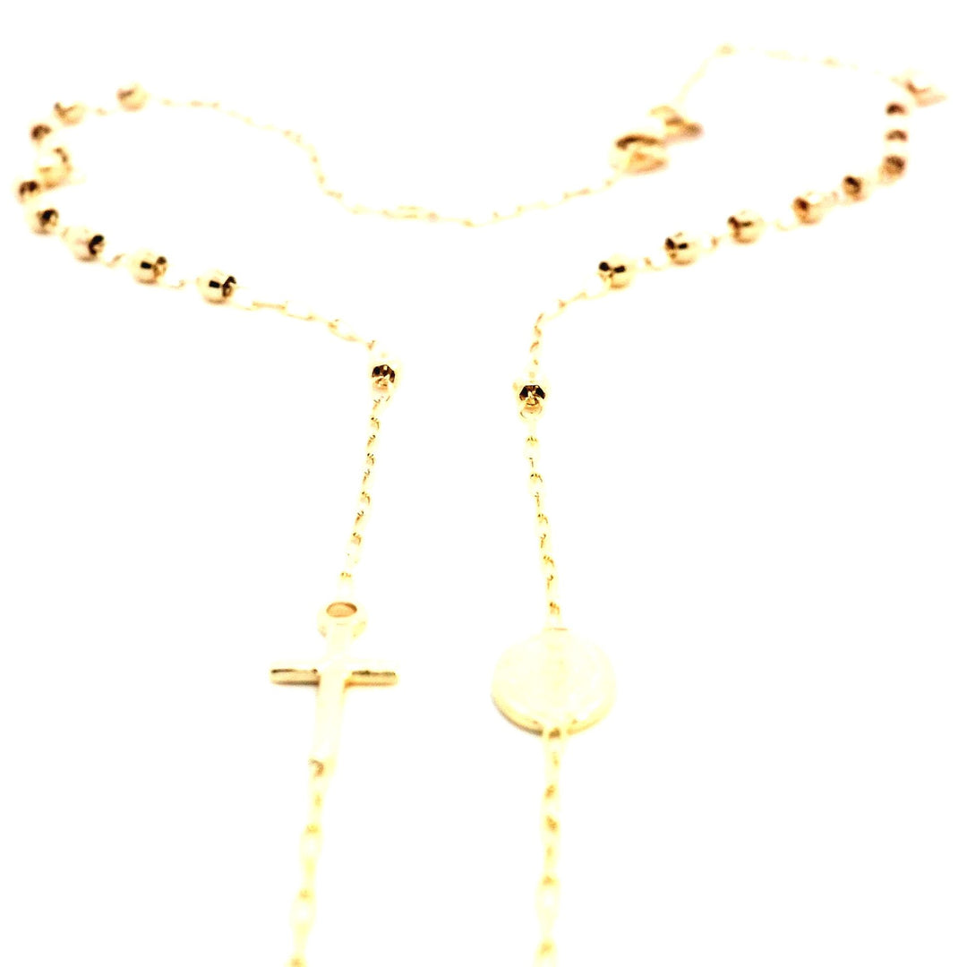 14K Yellow Gold Diamond-Cut Rosary Chain Necklace