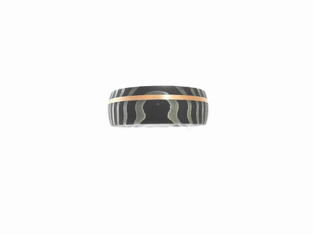 Lashbrook Damascus Rose Gold Tiger Men's Wedding Band
