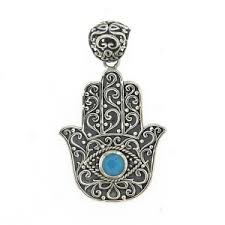 925 Silver Turquoise Hamsa Pendant - Spiritual Charm