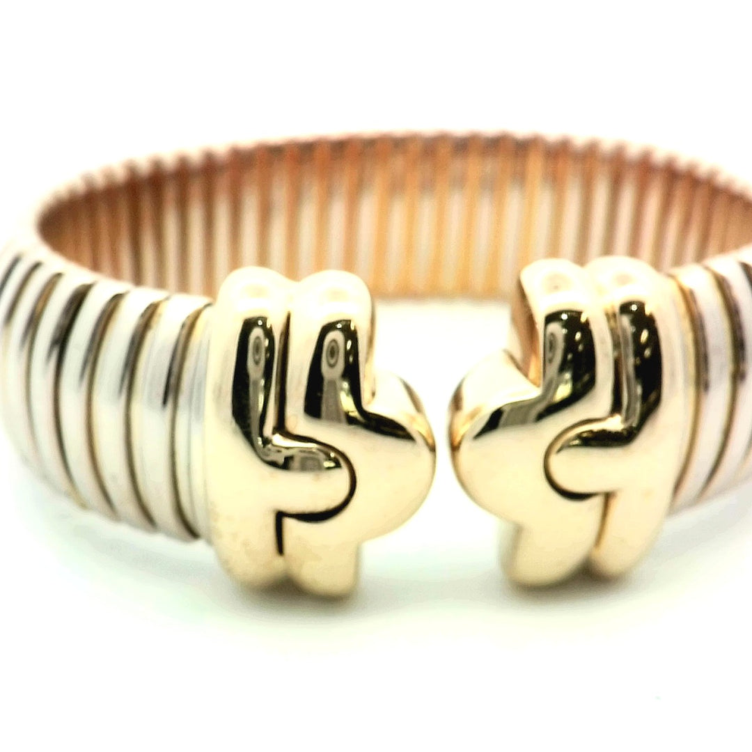18K Yellow Gold Vintage Flex Bangle Bracelet, Timeless Design