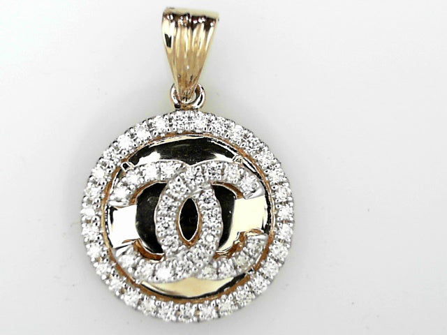 14K Gold .33ctw Diamond Double C Pendant Necklace