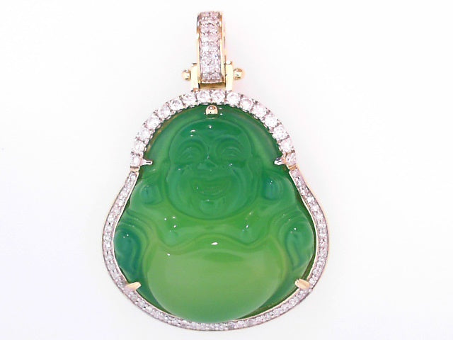 10kt Green Gold .65ctw Diamond Buddha Pendant