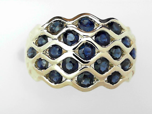14K Gold Blue Sapphire Dome Ring | Elegant Gemstone Jewelry