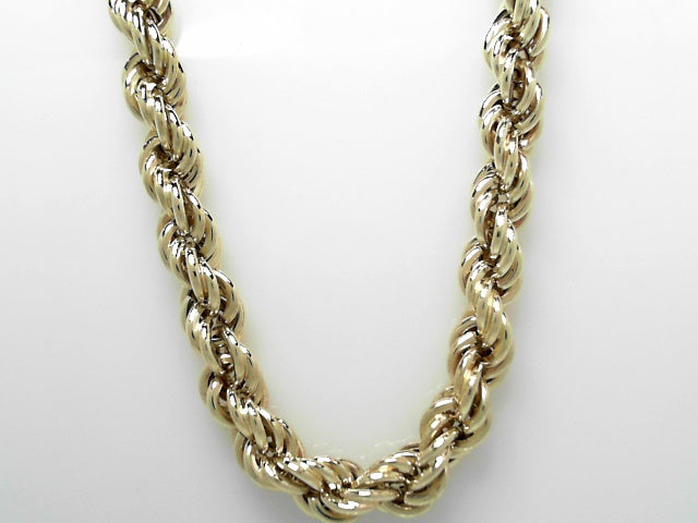 14kt Gold Vintage Semi-Hollow 24-Inch Rope Chain Necklace