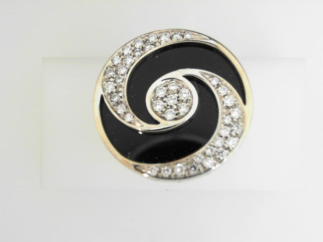 Bvlgari 18K Yellow Gold Diamond Onyx Spin Ring