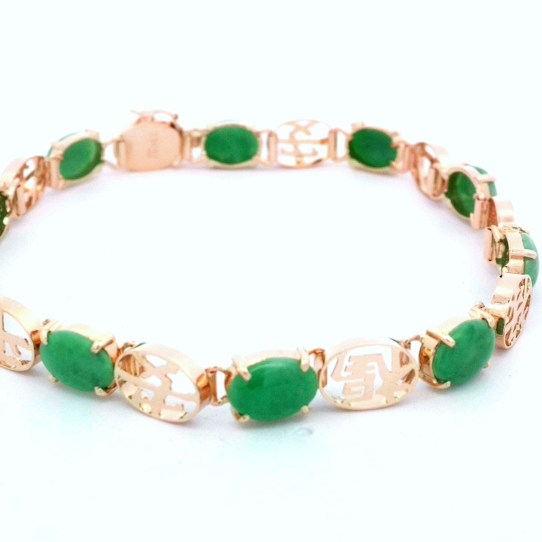 14kt Yellow Gold Jade Chinese Character Luxury Bracelet