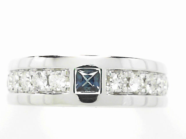 14K Gold Vera Wang Sapphire Diamond Halo Ring Size 9.75